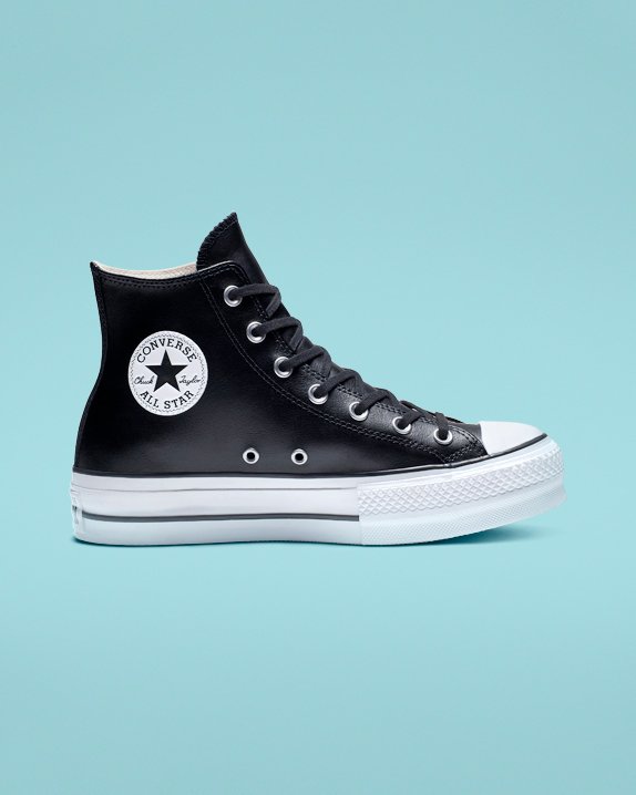 Converse Chuck Taylor All Star Lift Bőr Magasszárú Top Fekete | A05653R