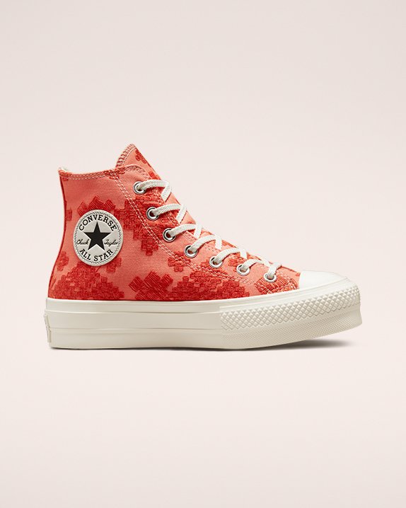 Converse Chuck Taylor All Star Lift Festival Borderie Magasszárú Top Piros | A95142W